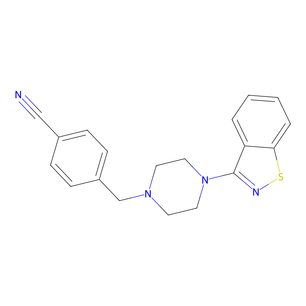 4-{[4-(1,2-Benzothiazol-3-yl)piperazin-1-yl]methyl}benzonitrile molecular structure, CAS 2326392-63-4