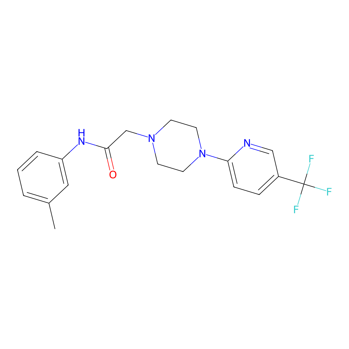 N-(3-methylphenyl)-2-{4-[5-(trifluoromethyl)pyridin-2-yl]piperazin-1-yl}acetamide molecular structure, CAS 2326397-43-5