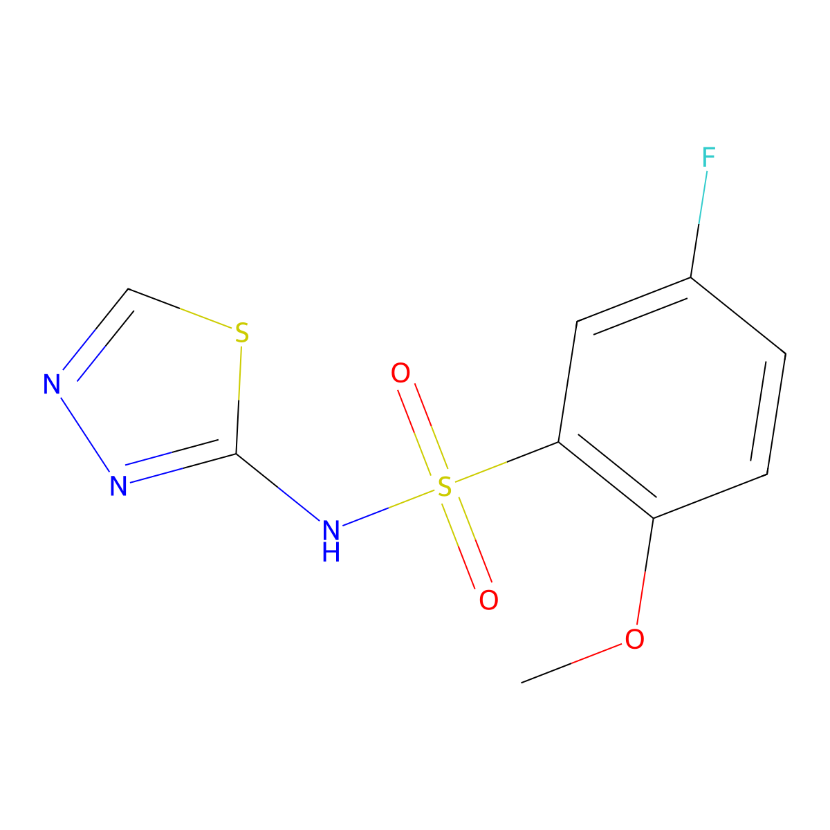 5-fluoro-2-methoxy-N-(1,3,4-thiadiazol-2-yl)benzene-1-sulfonamide molecular structure, CAS 2326404-40-2