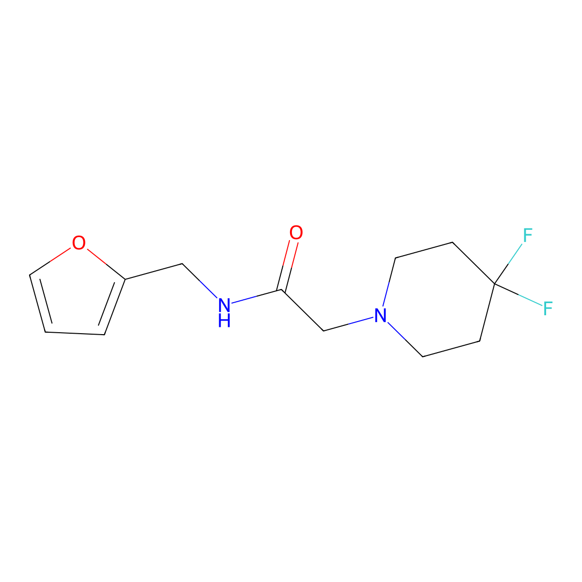2-(4,4-difluoropiperidin-1-yl)-N-[(furan-2-yl)methyl]acetamide molecular structure, CAS 2326429-58-5