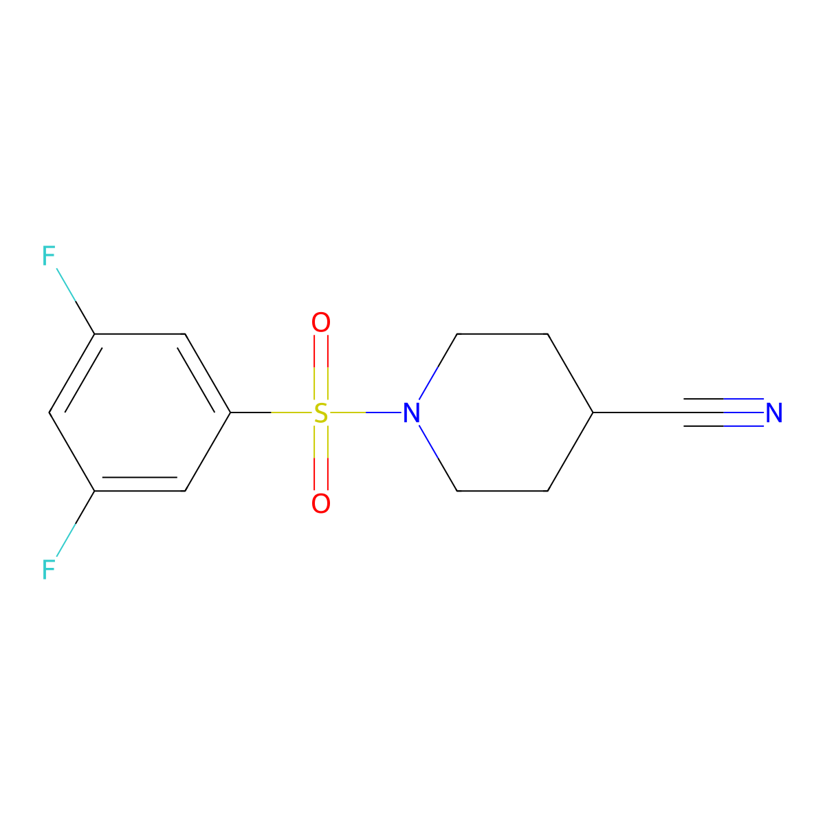 1-(3,5-Difluorobenzenesulfonyl)piperidine-4-carbonitrile molecular structure, CAS 2326444-52-2
