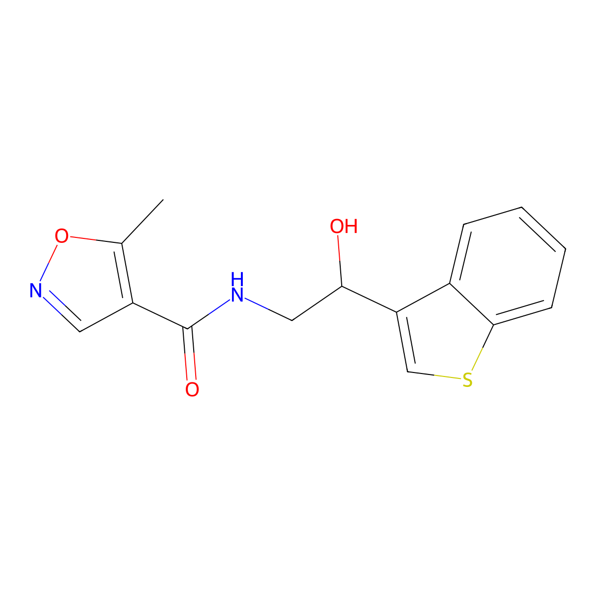 N-[2-(1-benzothiophen-3-yl)-2-hydroxyethyl]-5-methyl-1,2-oxazole-4-carboxamide molecular structure, CAS 2326448-09-1