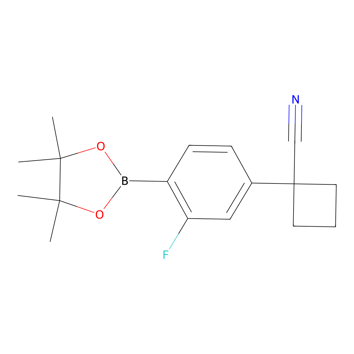 1-(3-Fluoro-4-(4,4,5,5-tetramethyl-1,3,2-dioxaborolan-2-yl)phenyl)cyclobutane-1-carbonitrile molecular structure, CAS 2326492-11-7