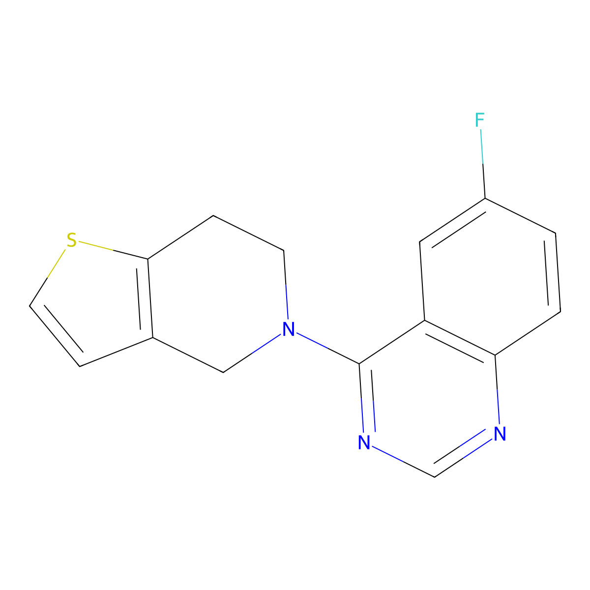 6-fluoro-4-{4H,5H,6H,7H-thieno[3,2-c]pyridin-5-yl}quinazoline molecular structure, CAS 2326506-30-1