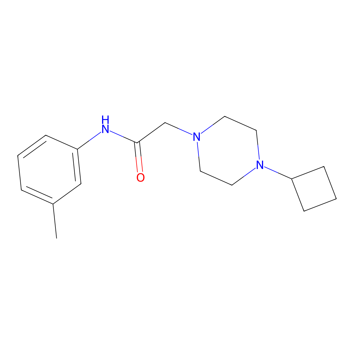 2-(4-cyclobutylpiperazin-1-yl)-N-(3-methylphenyl)acetamide molecular structure, CAS 2326533-19-9