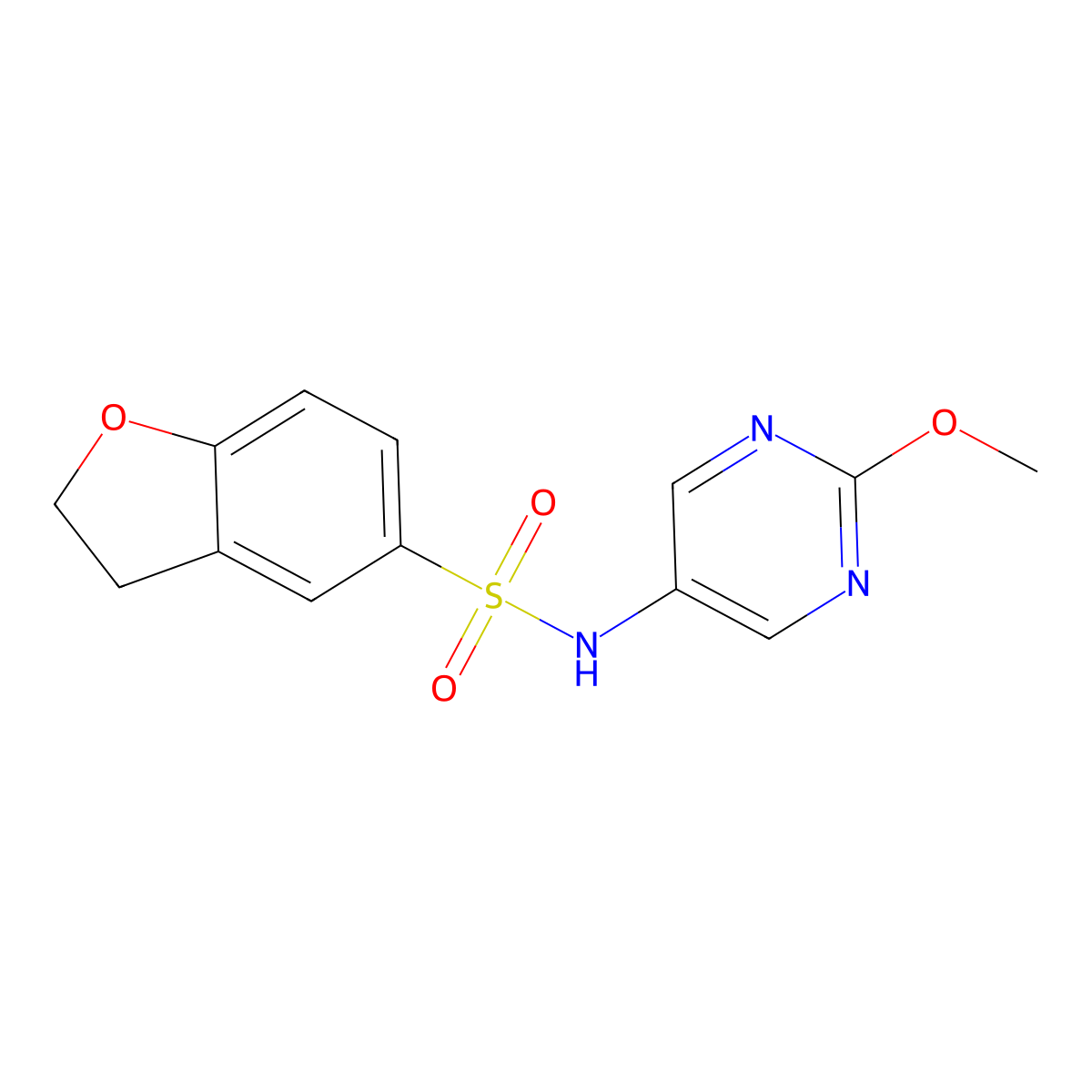 N-(2-methoxypyrimidin-5-yl)-2,3-dihydro-1-benzofuran-5-sulfonamide molecular structure, CAS 2326556-18-5