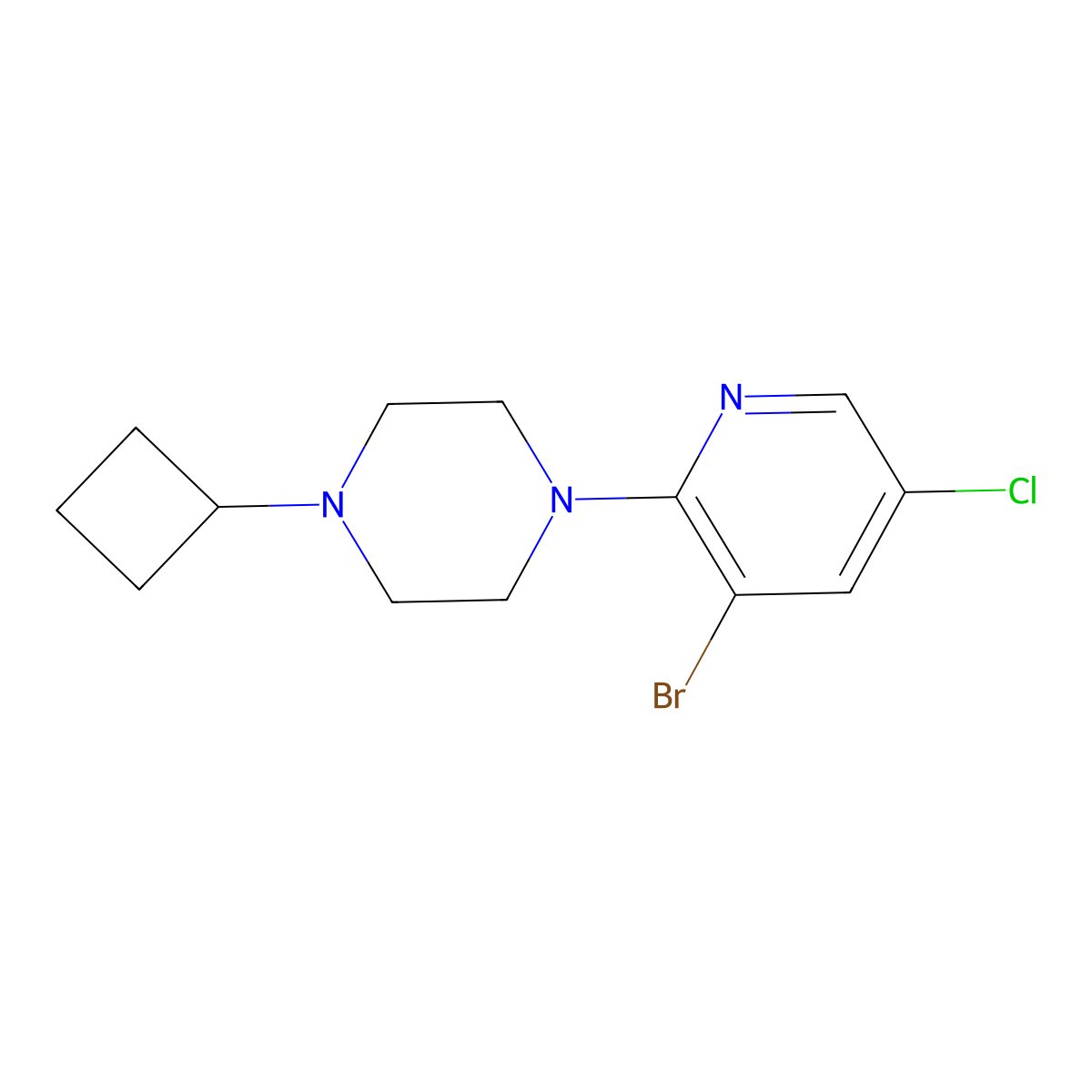 1-(3-Bromo-5-chloropyridin-2-yl)-4-cyclobutylpiperazine molecular structure, CAS 2326559-81-1