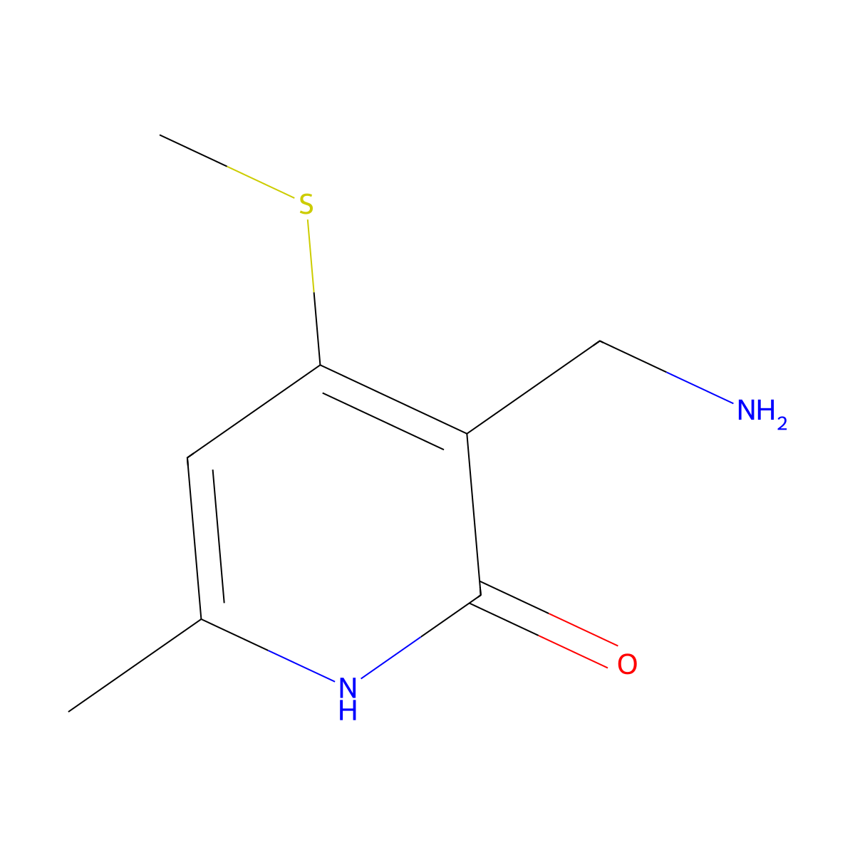 3-(aminomethyl)-6-methyl-4-methylsulfanyl-1H-pyridin-2-one molecular structure, CAS 2326563-29-3