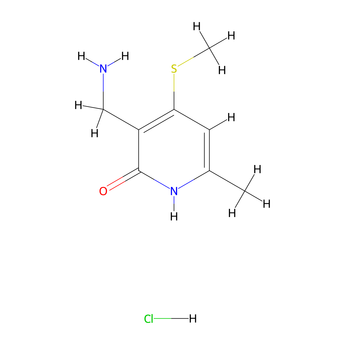 3-(Aminomethyl)-6-methyl-4-(methylthio)pyridin-2(1H)-one hydrochloride molecular structure, CAS 2326565-23-3