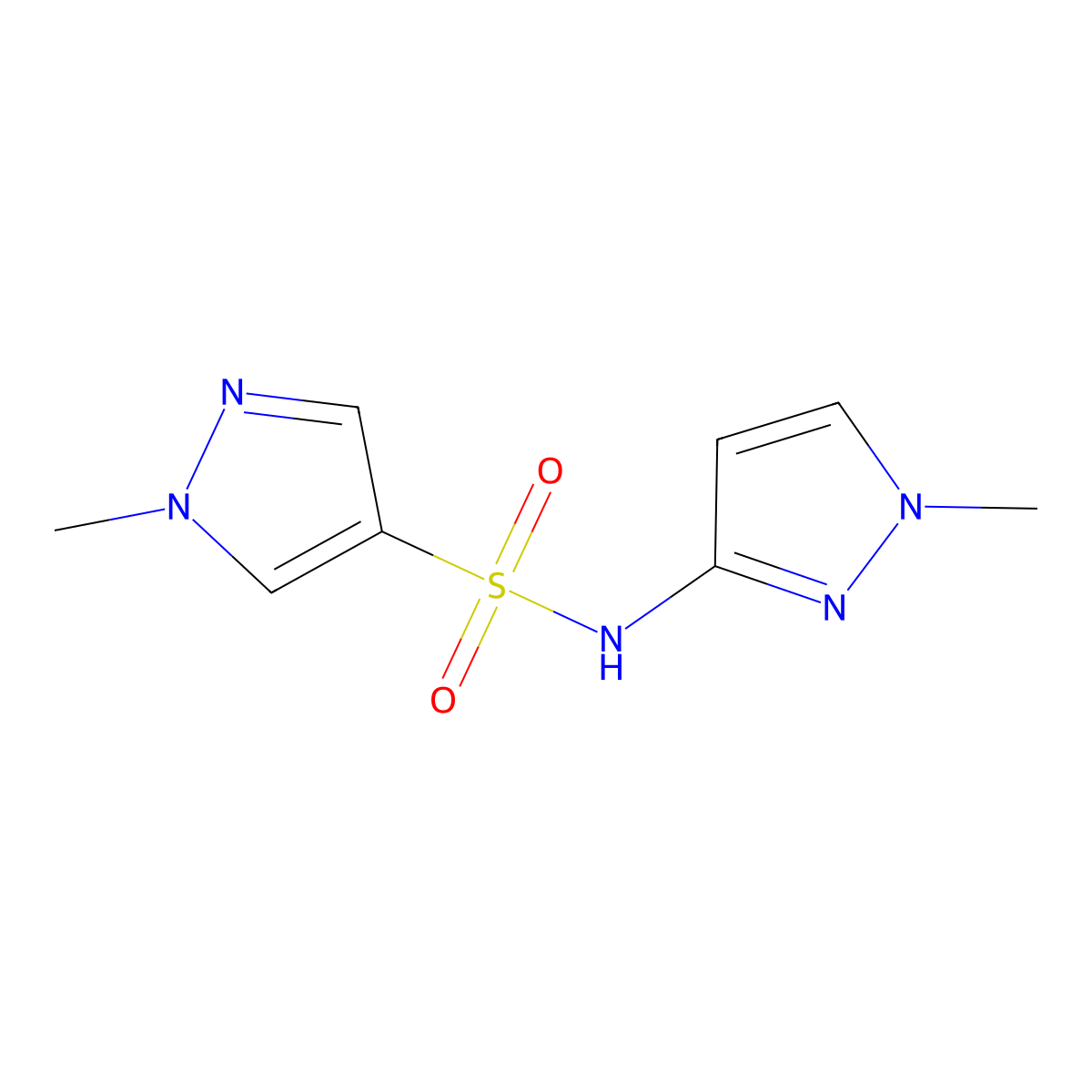 1-methyl-N-(1-methyl-1H-pyrazol-3-yl)-1H-pyrazole-4-sulfonamide molecular structure, CAS 2326600-91-1