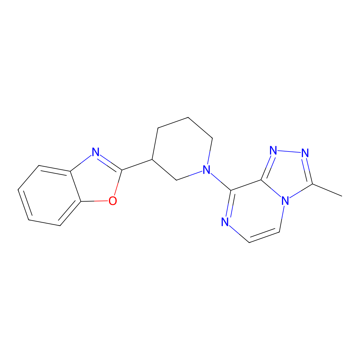 2-(1-{3-Methyl-[1,2,4]triazolo[4,3-a]pyrazin-8-yl}piperidin-3-yl)-1,3-benzoxazole molecular structure, CAS 2326653-67-0