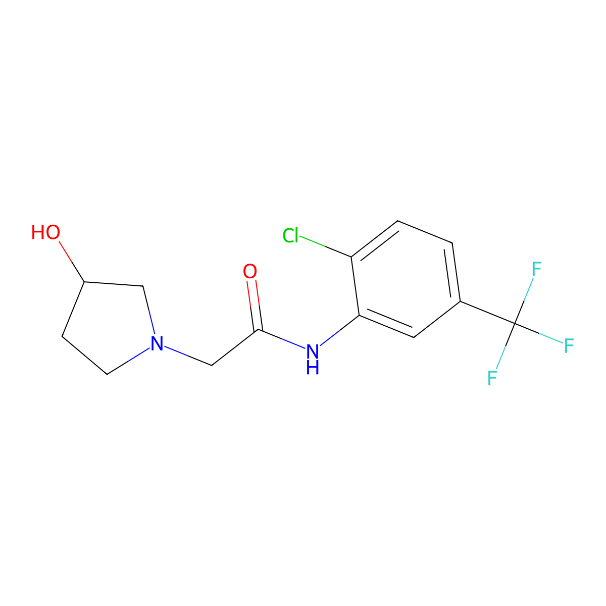 N-[2-chloro-5-(trifluoromethyl)phenyl]-2-(3-hydroxypyrrolidin-1-yl)acetamide molecular structure, CAS 2326666-79-7