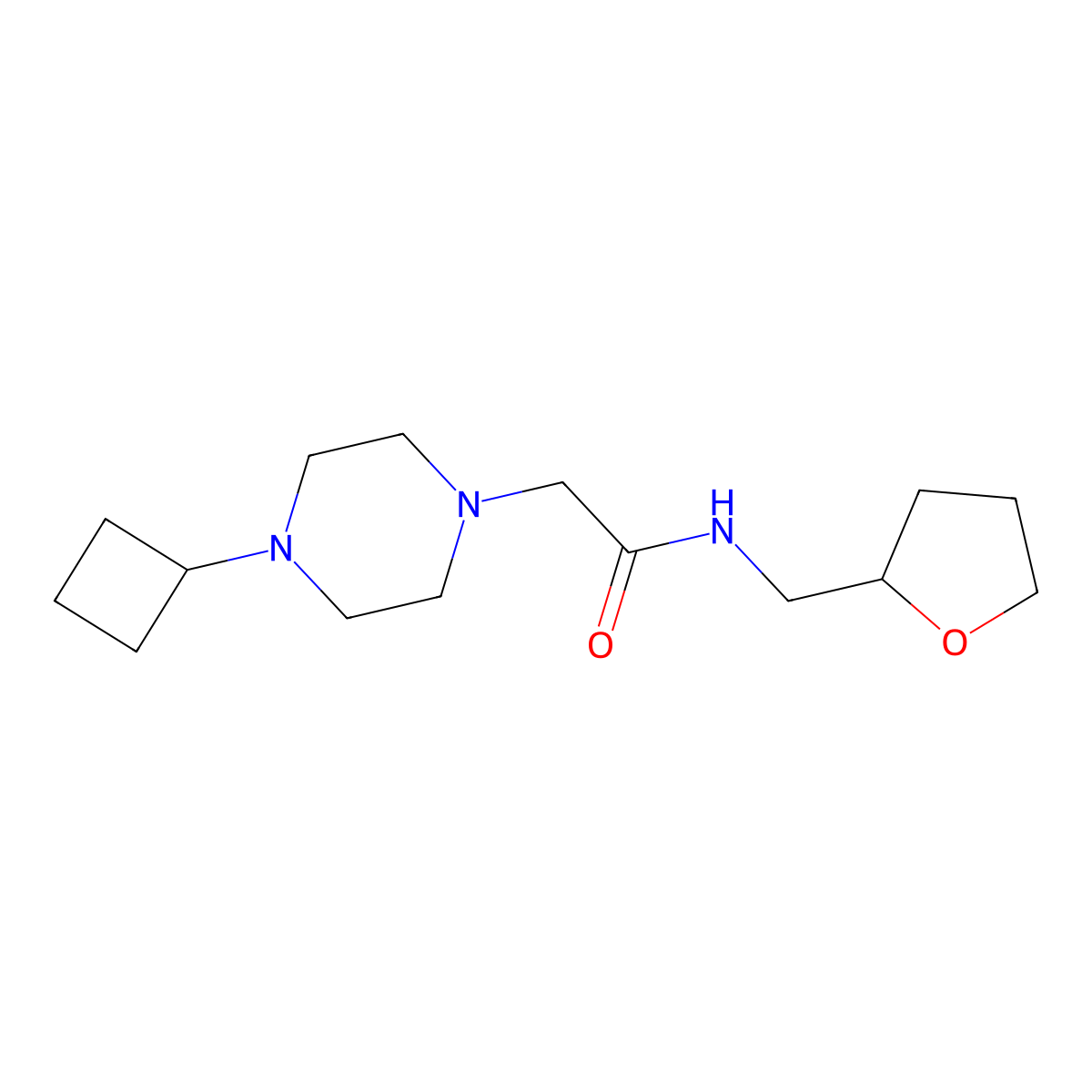 2-(4-cyclobutylpiperazin-1-yl)-N-[(oxolan-2-yl)methyl]acetamide molecular structure, CAS 2326673-42-9