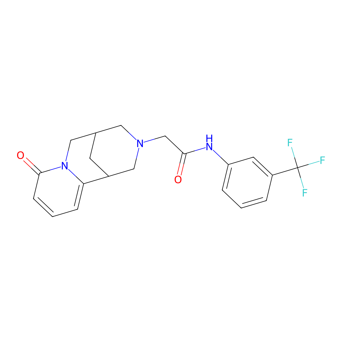 2-{6-oxo-7,11-diazatricyclo[7.3.1.0^{2,7}]trideca-2,4-dien-11-yl}-N-[3-(trifluoromethyl)phenyl]acetamide molecular structure, CAS 2326681-88-1