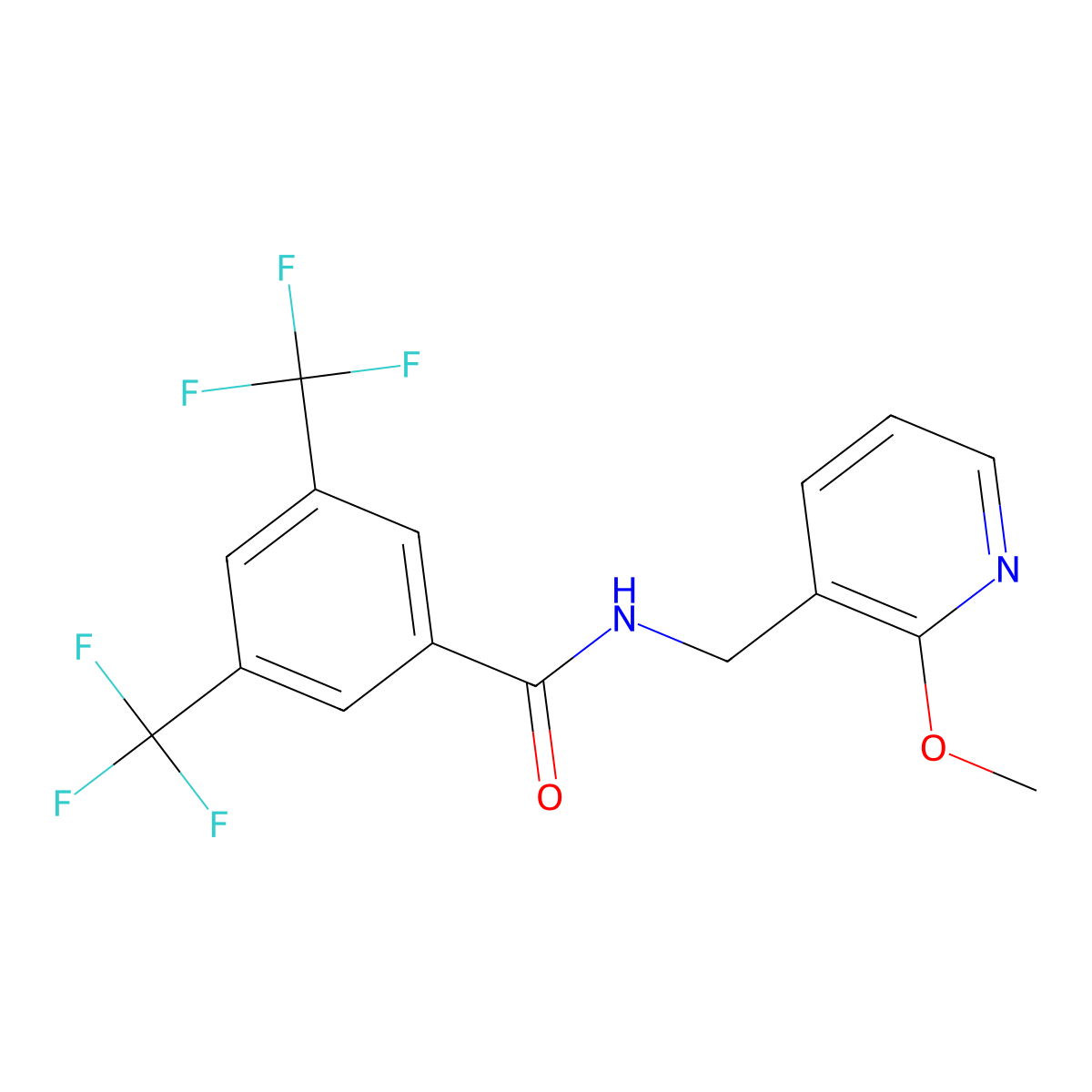 N-[(2-methoxypyridin-3-yl)methyl]-3,5-bis(trifluoromethyl)benzamide molecular structure, CAS 2326686-68-2