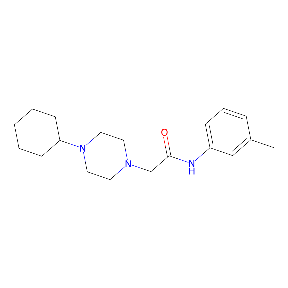 2-(4-cyclohexylpiperazin-1-yl)-N-(3-methylphenyl)acetamide molecular structure, CAS 2326697-37-2