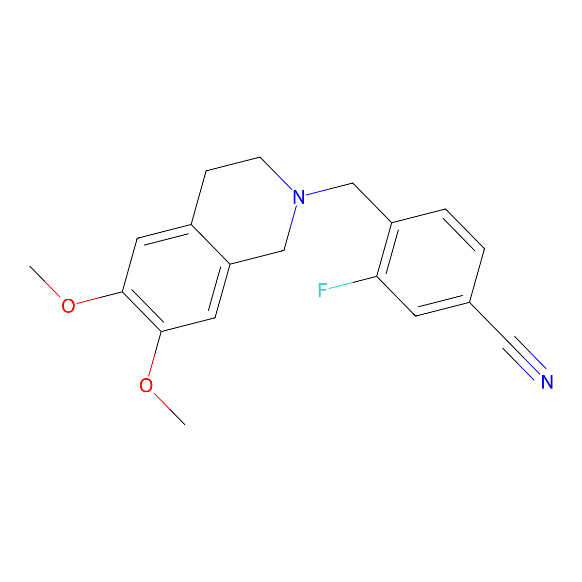 4-[(6,7-Dimethoxy-1,2,3,4-tetrahydroisoquinolin-2-yl)methyl]-3-fluorobenzonitrile molecular structure, CAS 2326703-56-2