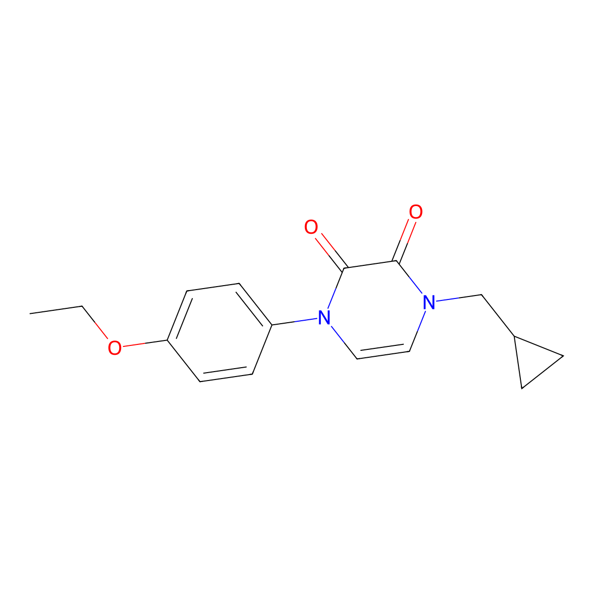 1-(Cyclopropylmethyl)-4-(4-ethoxyphenyl)-1,2,3,4-tetrahydropyrazine-2,3-dione molecular structure, CAS 2326760-45-4