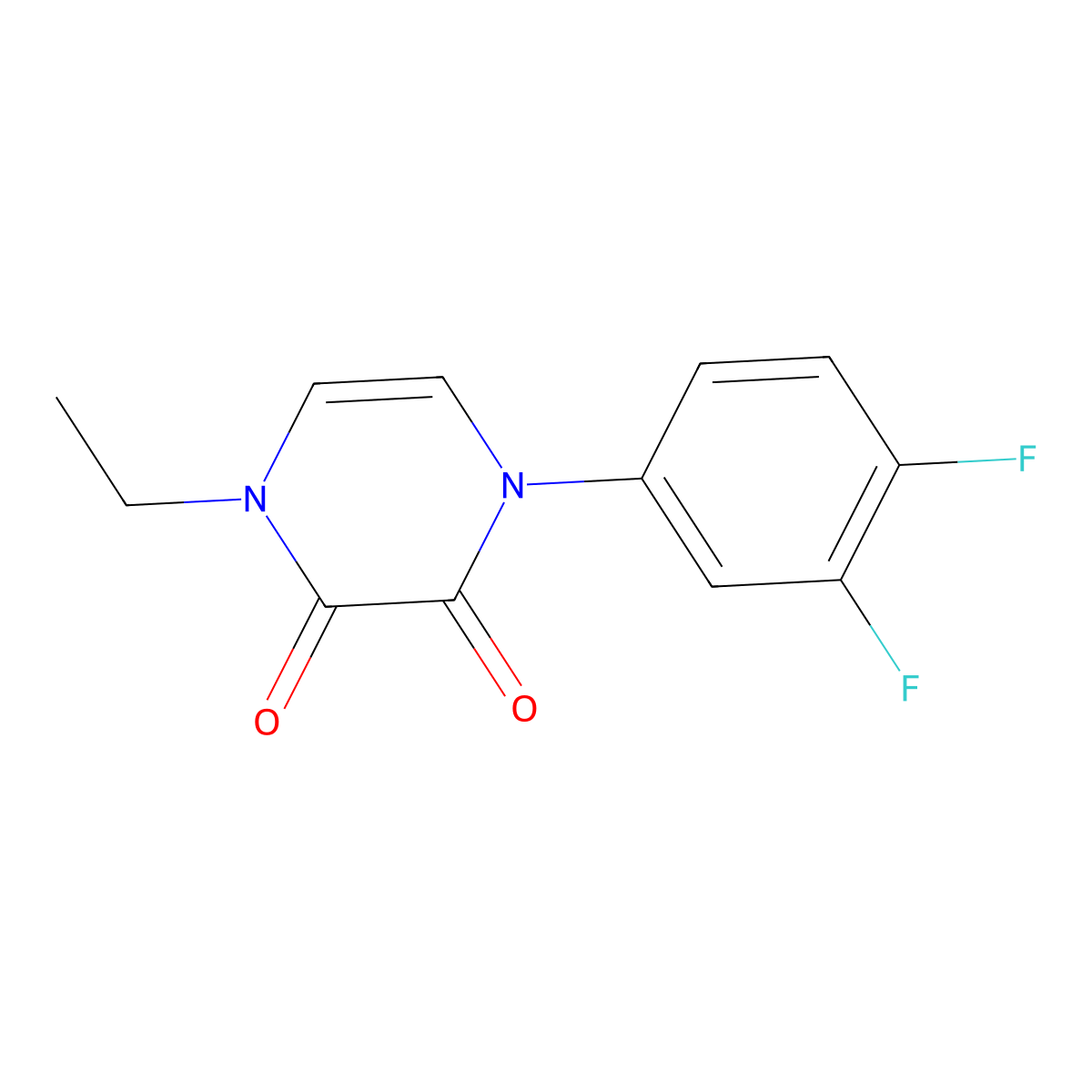 1-(3,4-Difluorophenyl)-4-ethyl-1,2,3,4-tetrahydropyrazine-2,3-dione molecular structure, CAS 2326761-00-4