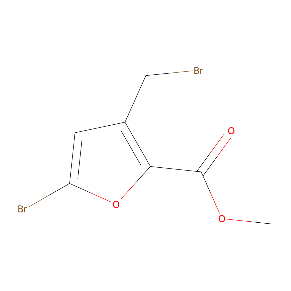 Methyl 5-bromo-3-(bromomethyl)-2-furancarboxylate molecular structure, CAS 23268-21-5