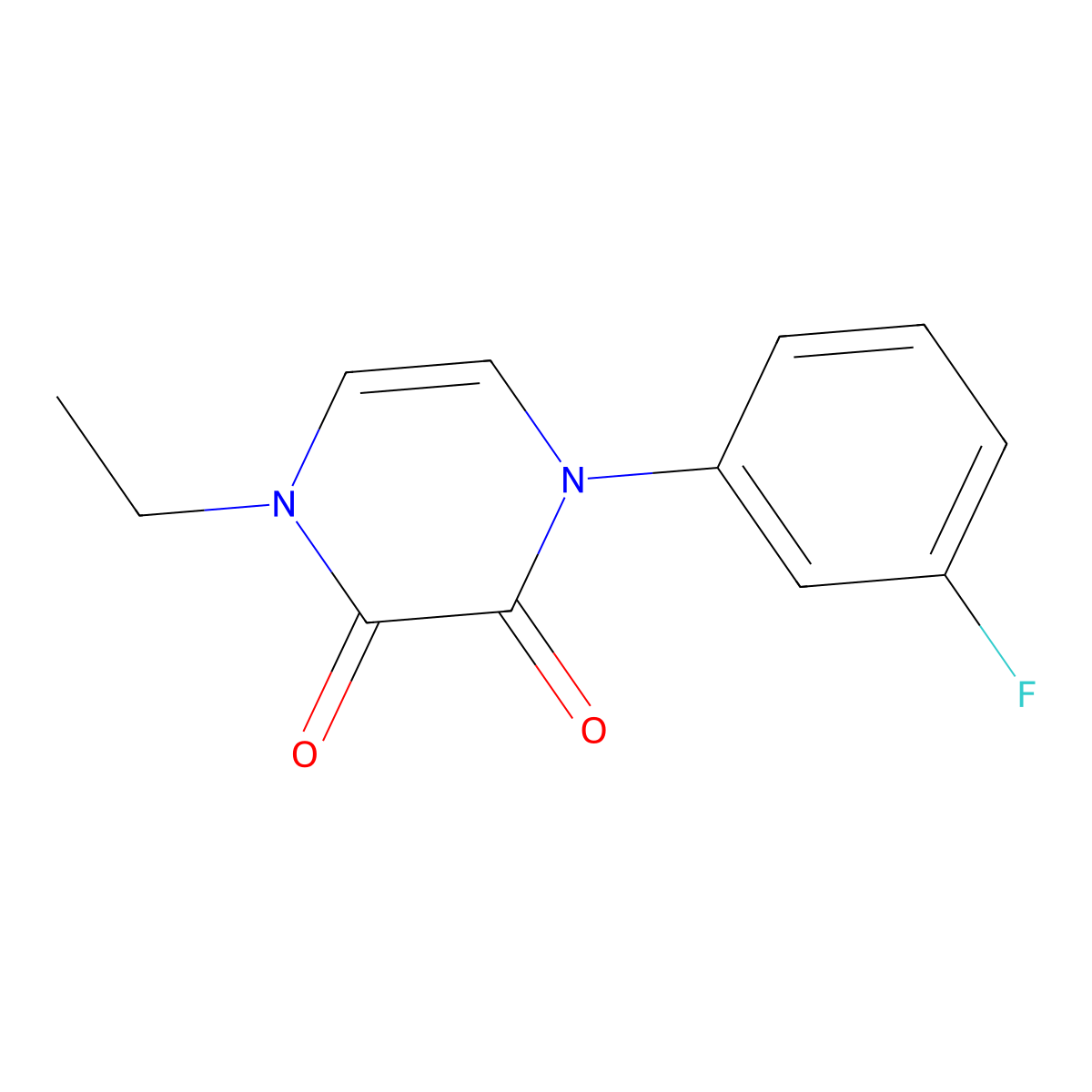 1-Ethyl-4-(3-fluorophenyl)-1,2,3,4-tetrahydropyrazine-2,3-dione molecular structure, CAS 2326809-32-7