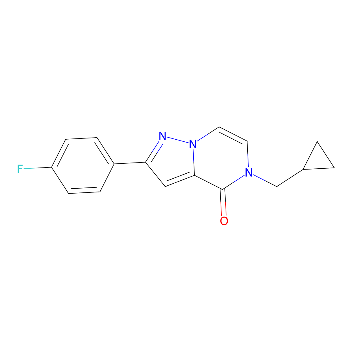 5-(cyclopropylmethyl)-2-(4-fluorophenyl)-4H,5H-pyrazolo[1,5-a]pyrazin-4-one molecular structure, CAS 2326821-18-3