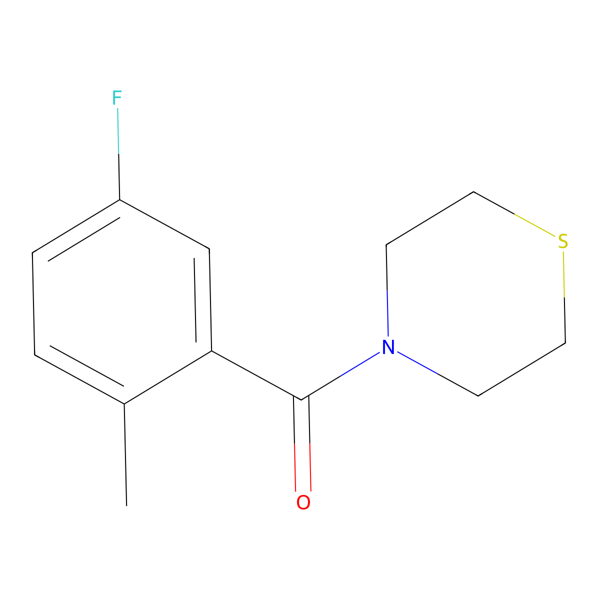 (5-Fluoro-2-methylphenyl)(thiomorpholino)methanone molecular structure, CAS 2326840-71-3