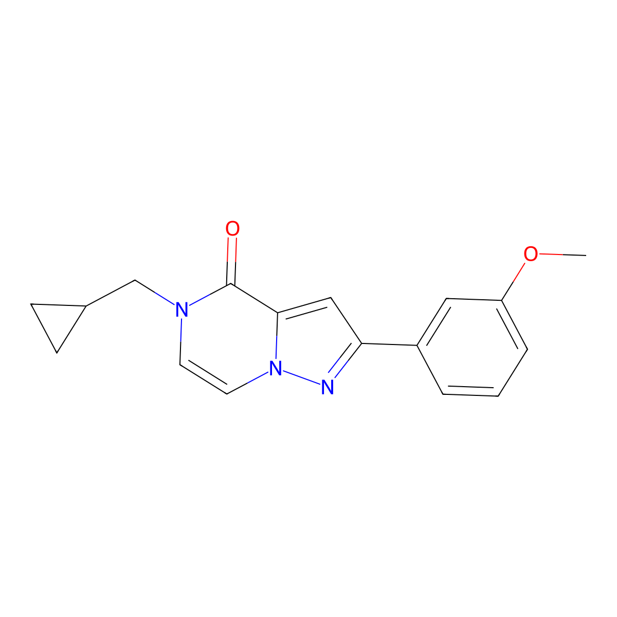 5-(cyclopropylmethyl)-2-(3-methoxyphenyl)-4H,5H-pyrazolo[1,5-a]pyrazin-4-one molecular structure, CAS 2326871-61-6