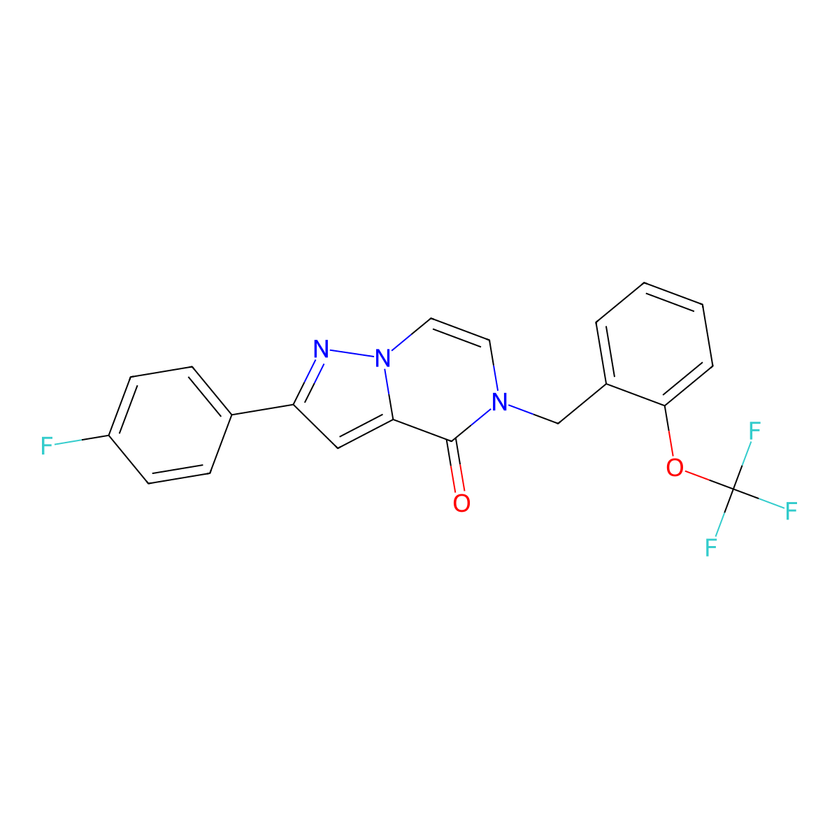 2-(4-Fluorophenyl)-5-[[2-(trifluoromethoxy)phenyl]methyl]pyrazolo[1,5-a]pyrazin-4-one molecular structure, CAS 2326879-51-8