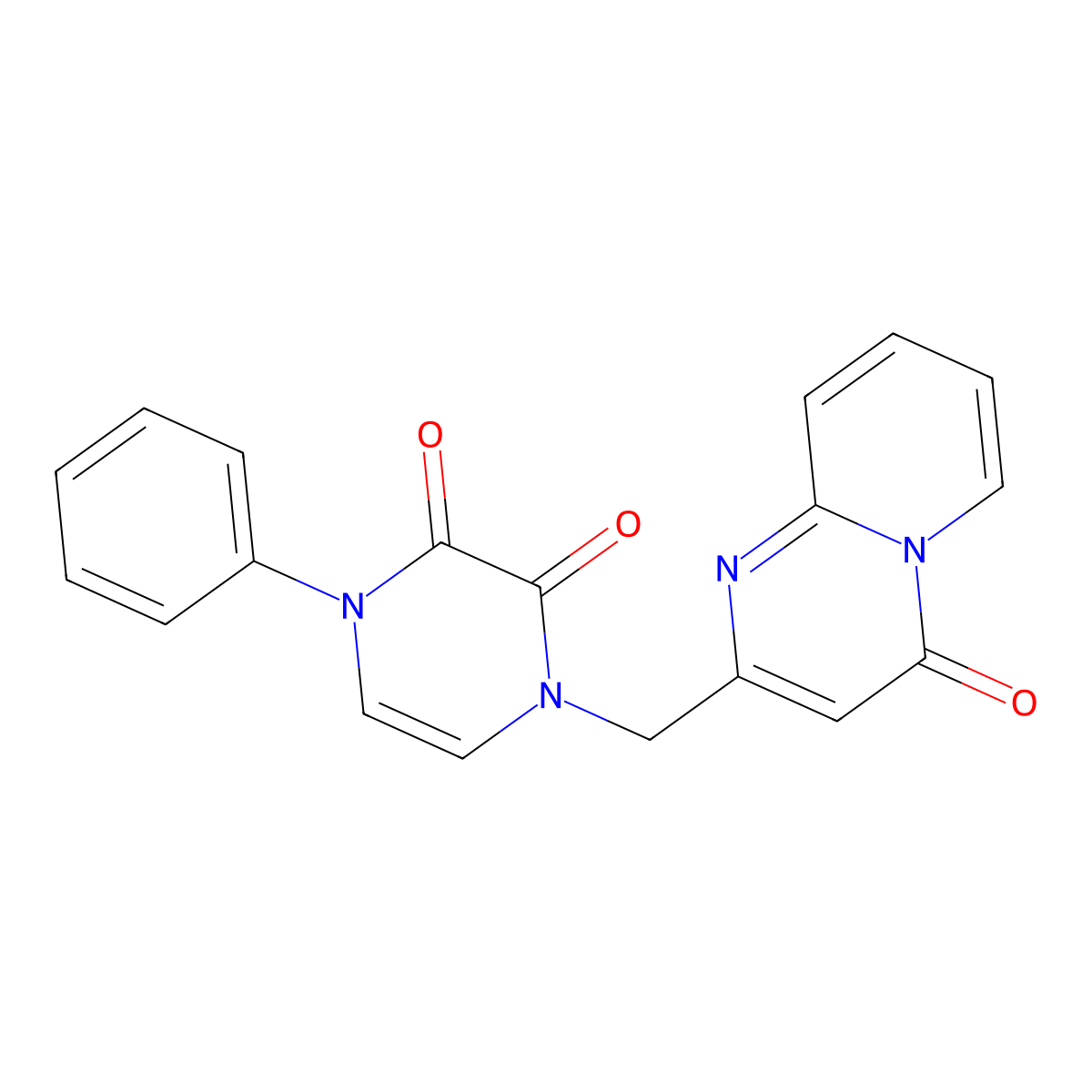 1-({4-oxo-4H-pyrido[1,2-a]pyrimidin-2-yl}methyl)-4-phenyl-1,2,3,4-tetrahydropyrazine-2,3-dione molecular structure, CAS 2326883-55-8