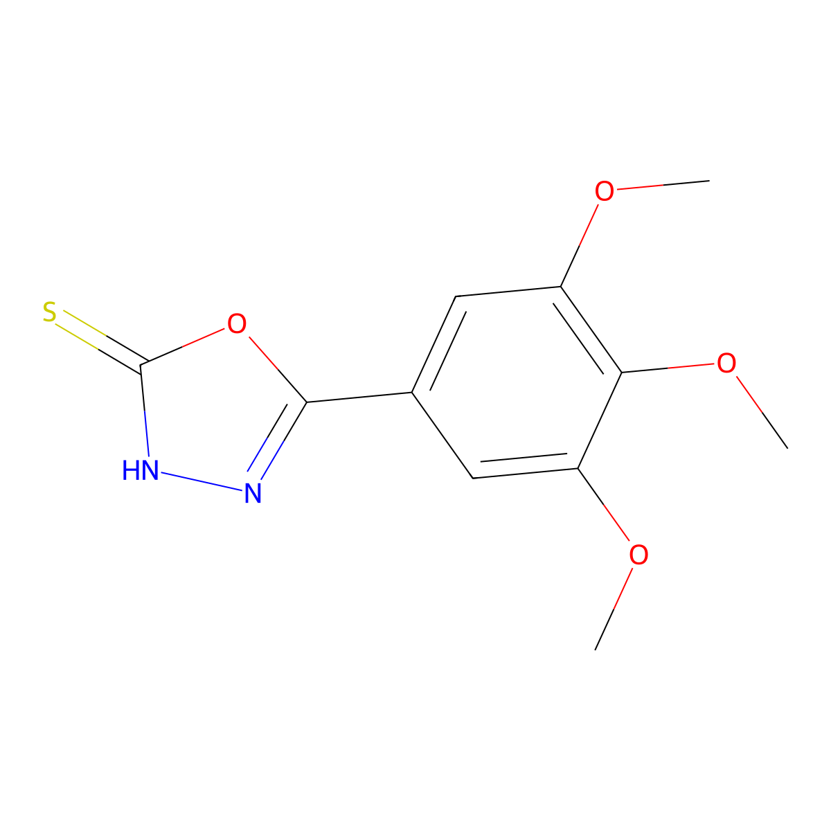 5-(3,4,5-Trimethoxyphenyl)-1,3,4-oxadiazole-2-thiol molecular structure, CAS 23269-92-3
