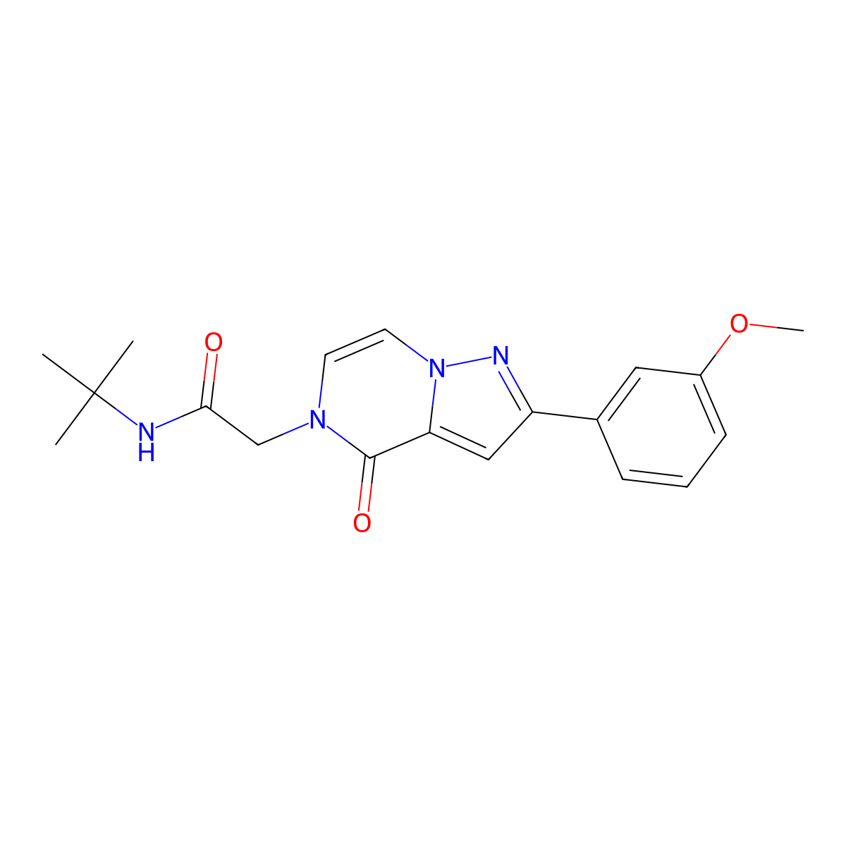 N-tert-butyl-2-[2-(3-methoxyphenyl)-4-oxo-4H,5H-pyrazolo[1,5-a]pyrazin-5-yl]acetamide molecular structure, CAS 2326916-76-9