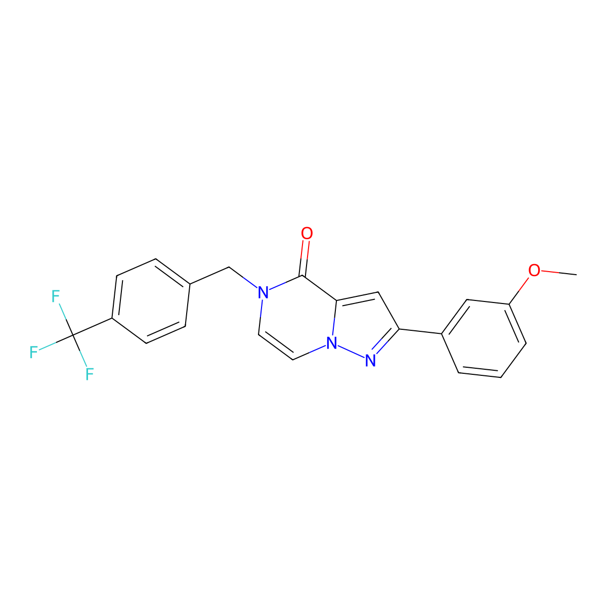 2-(3-methoxyphenyl)-5-{[4-(trifluoromethyl)phenyl]methyl}-4H,5H-pyrazolo[1,5-a]pyrazin-4-one molecular structure, CAS 2326916-98-5