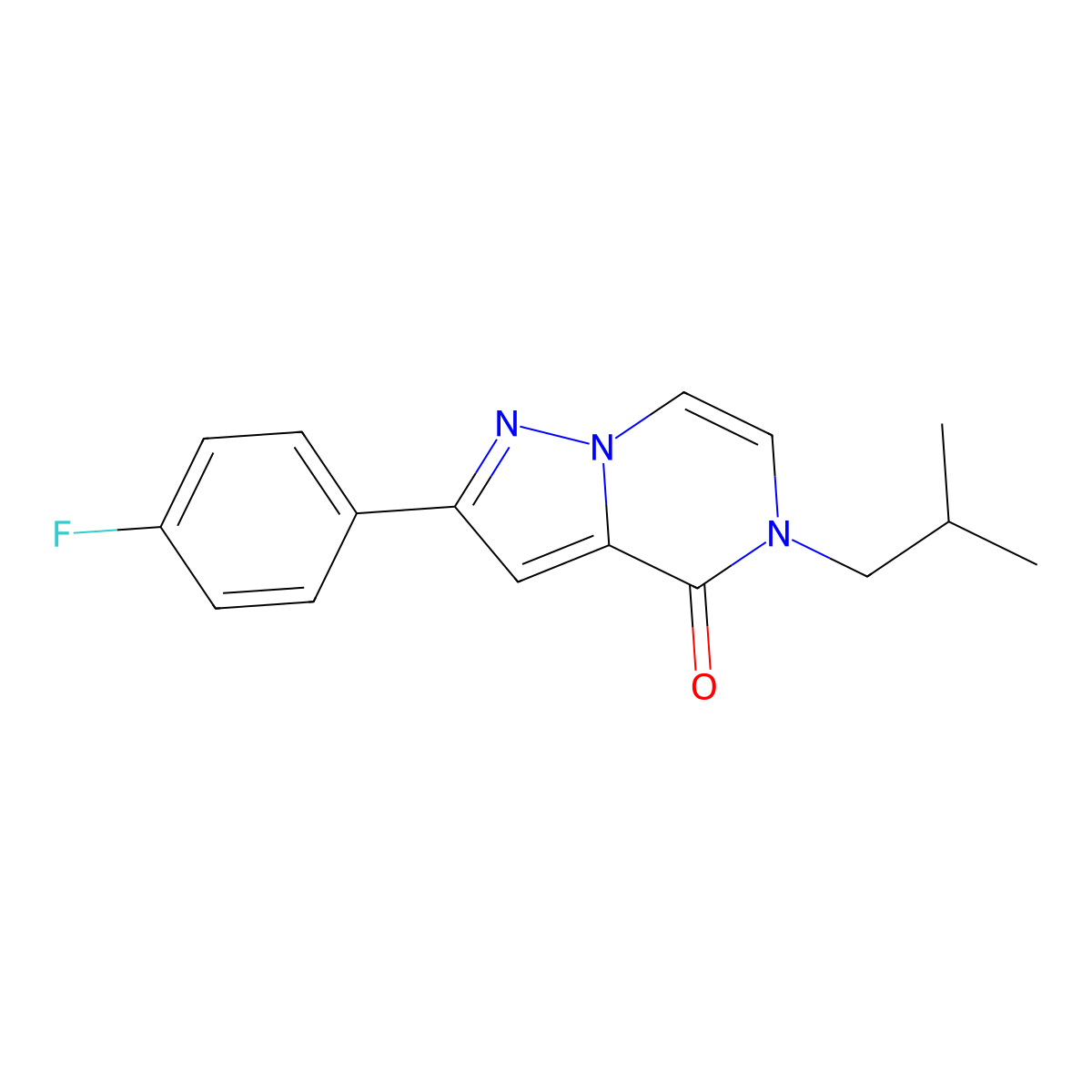 2-(4-fluorophenyl)-5-(2-methylpropyl)-4H,5H-pyrazolo[1,5-a]pyrazin-4-one molecular structure, CAS 2326922-10-3