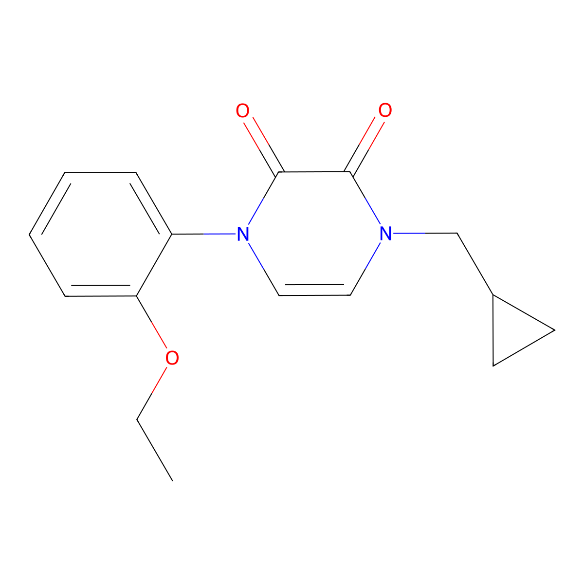1-(Cyclopropylmethyl)-4-(2-ethoxyphenyl)-1,2,3,4-tetrahydropyrazine-2,3-dione molecular structure, CAS 2326929-36-4