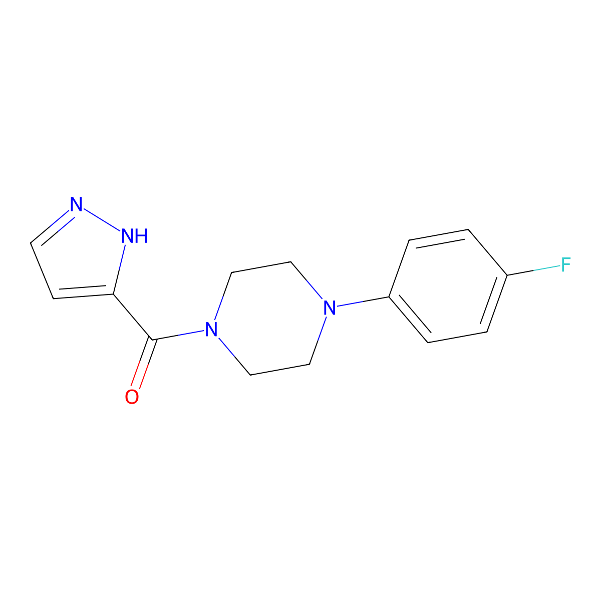 1-(4-fluorophenyl)-4-(1H-pyrazole-3-carbonyl)piperazine molecular structure, CAS 2326967-33-1