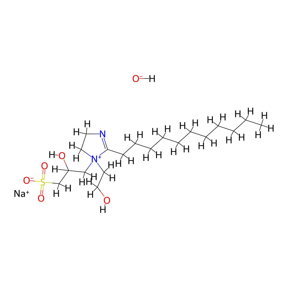 Sodium 4,5-dihydro-1-(2-hydroxyethyl)-1-(2-hydroxy-3-sulphonatopropyl)-2-undecyl-1H-imidazolium hydroxide molecular structure, CAS 2327-50-6