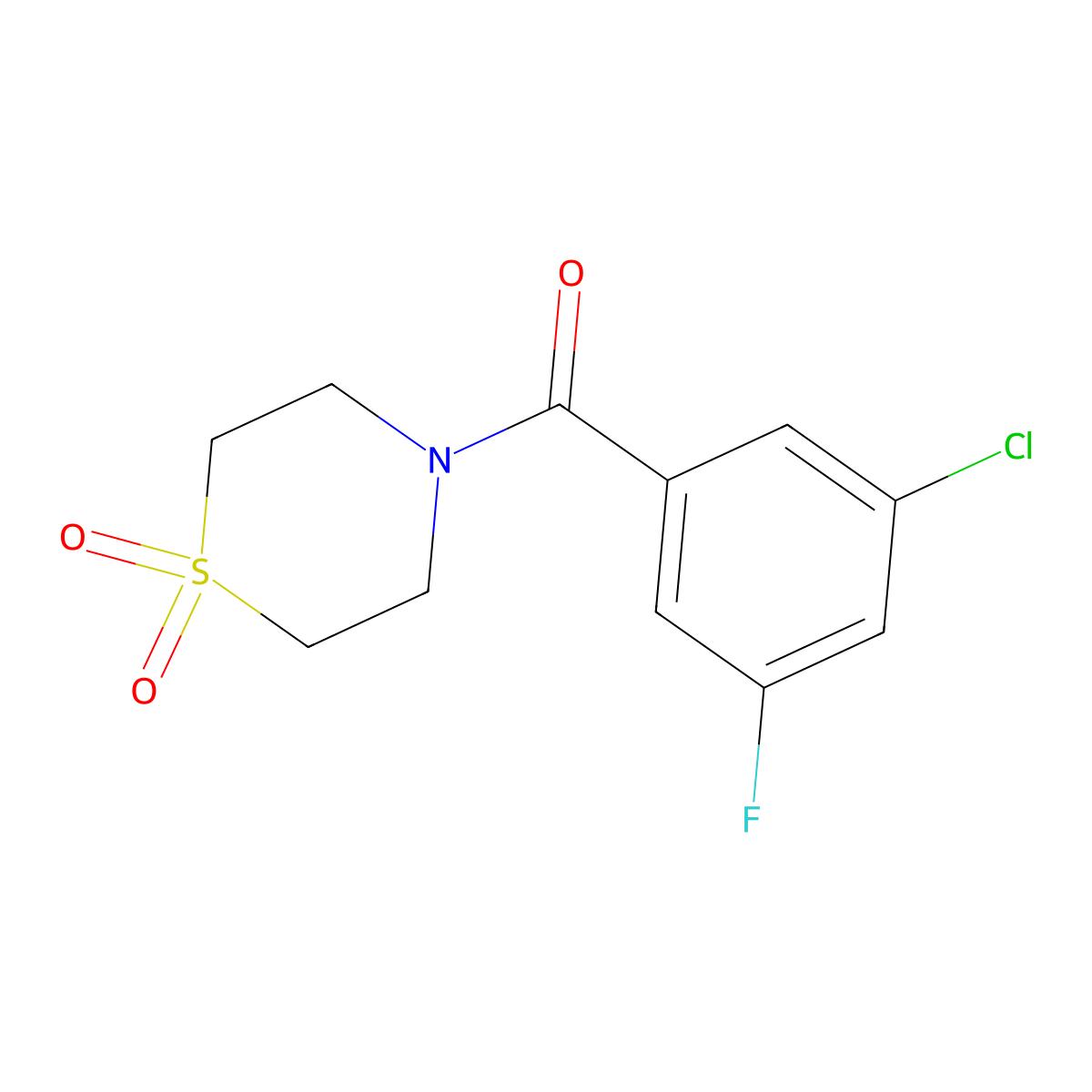 4-(3-Chloro-5-fluorobenzoyl)-1lambda6-thiomorpholine-1,1-dione molecular structure, CAS 2327039-26-7