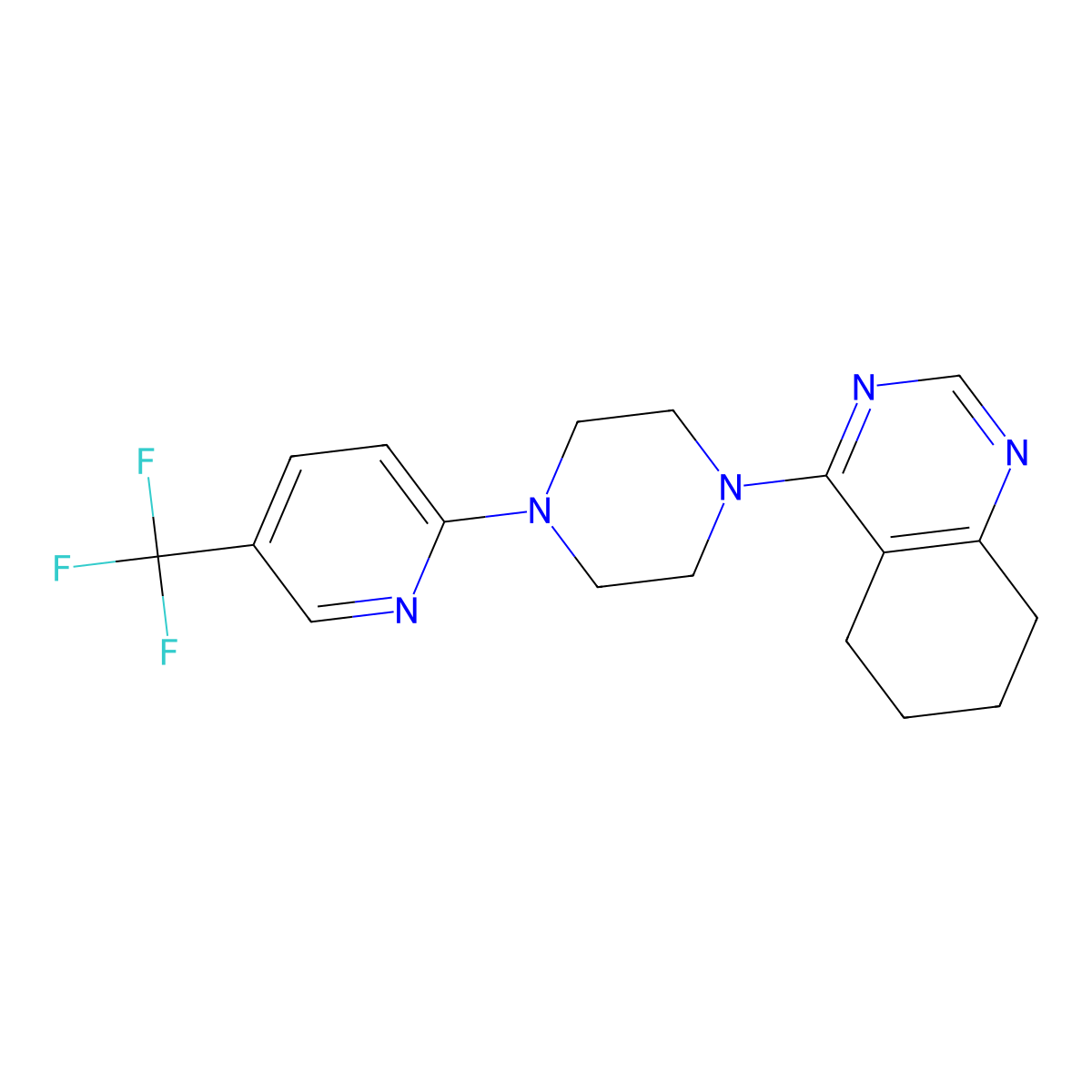 4-{4-[5-(Trifluoromethyl)pyridin-2-yl]piperazin-1-yl}-5,6,7,8-tetrahydroquinazoline molecular structure, CAS 2327039-72-3