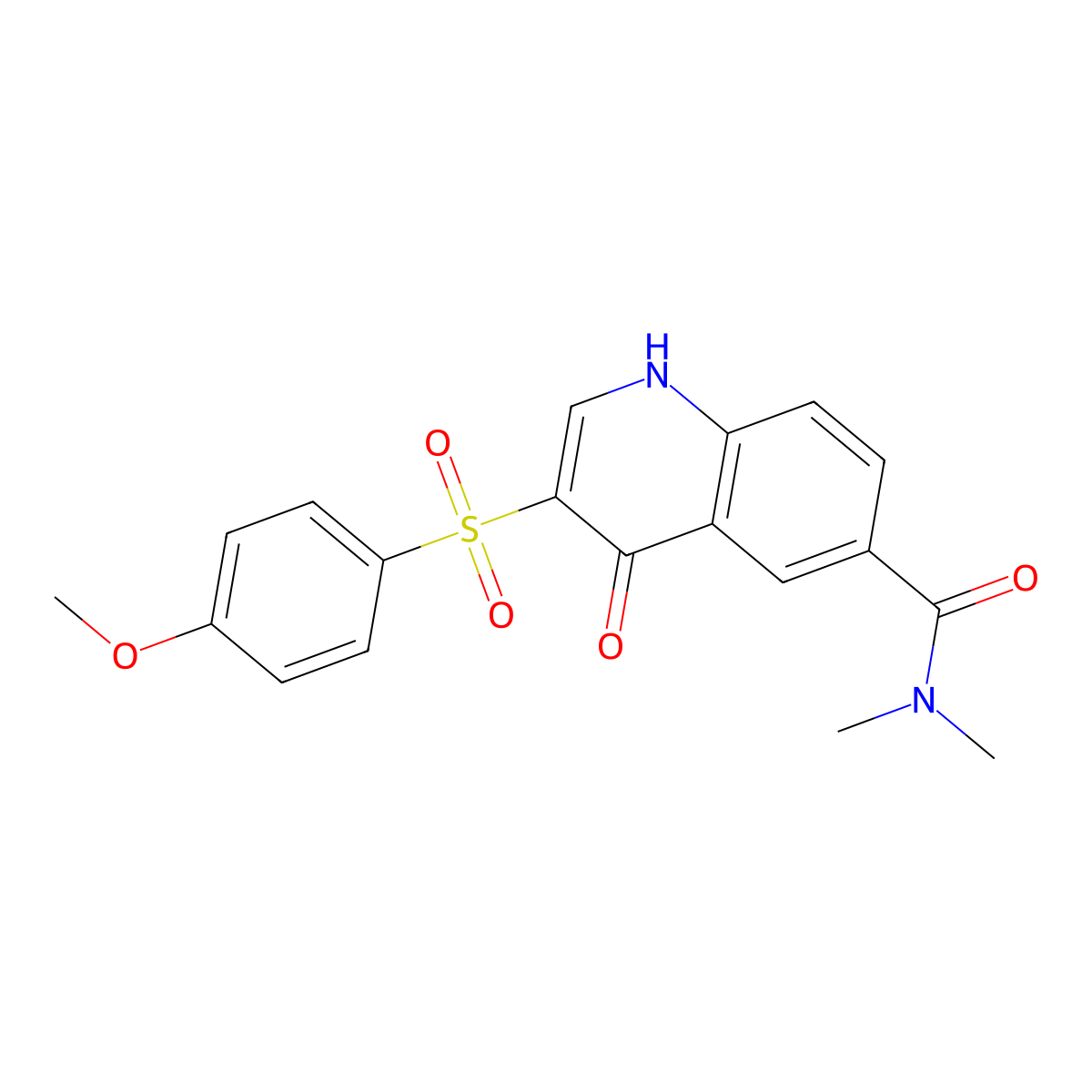 4-hydroxy-3-(4-methoxybenzenesulfonyl)-N,N-dimethylquinoline-6-carboxamide molecular structure, CAS 2327046-06-8