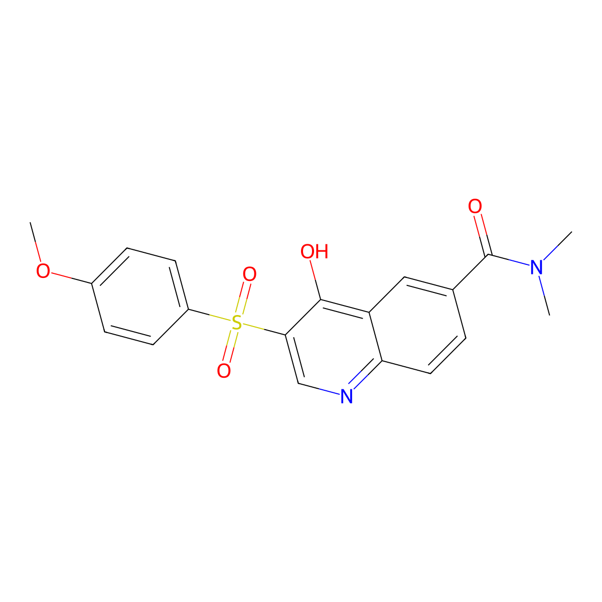 4-hydroxy-3-(4-methoxybenzenesulfonyl)-N,N-dimethylquinoline-6-carboxamide molecular structure, CAS 2327046-06-8