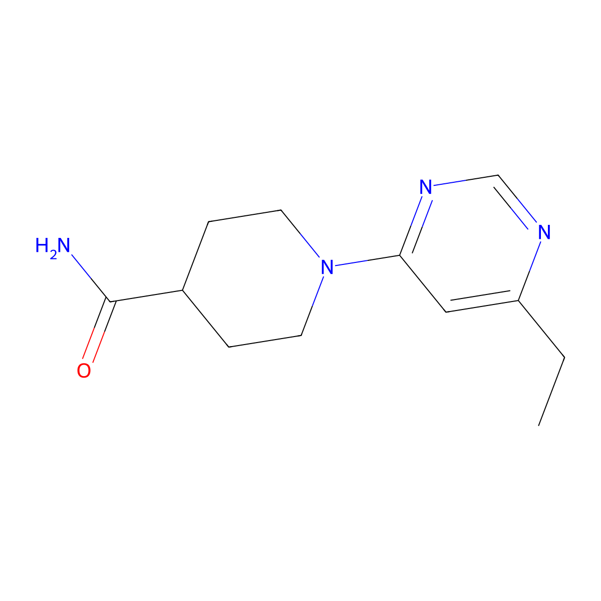 1-(6-Ethylpyrimidin-4-yl)piperidine-4-carboxamide molecular structure, CAS 2327046-73-9