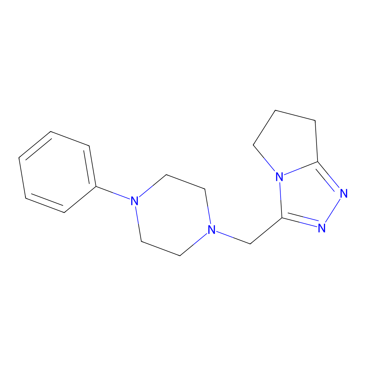 1-phenyl-4-({5H,6H,7H-pyrrolo[2,1-c][1,2,4]triazol-3-yl}methyl)piperazine molecular structure, CAS 2327047-81-2