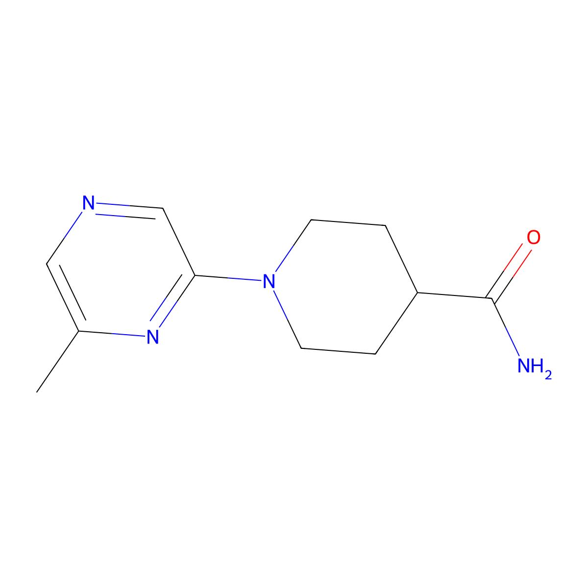 1-(6-Methylpyrazin-2-yl)piperidine-4-carboxamide molecular structure, CAS 2327049-33-0