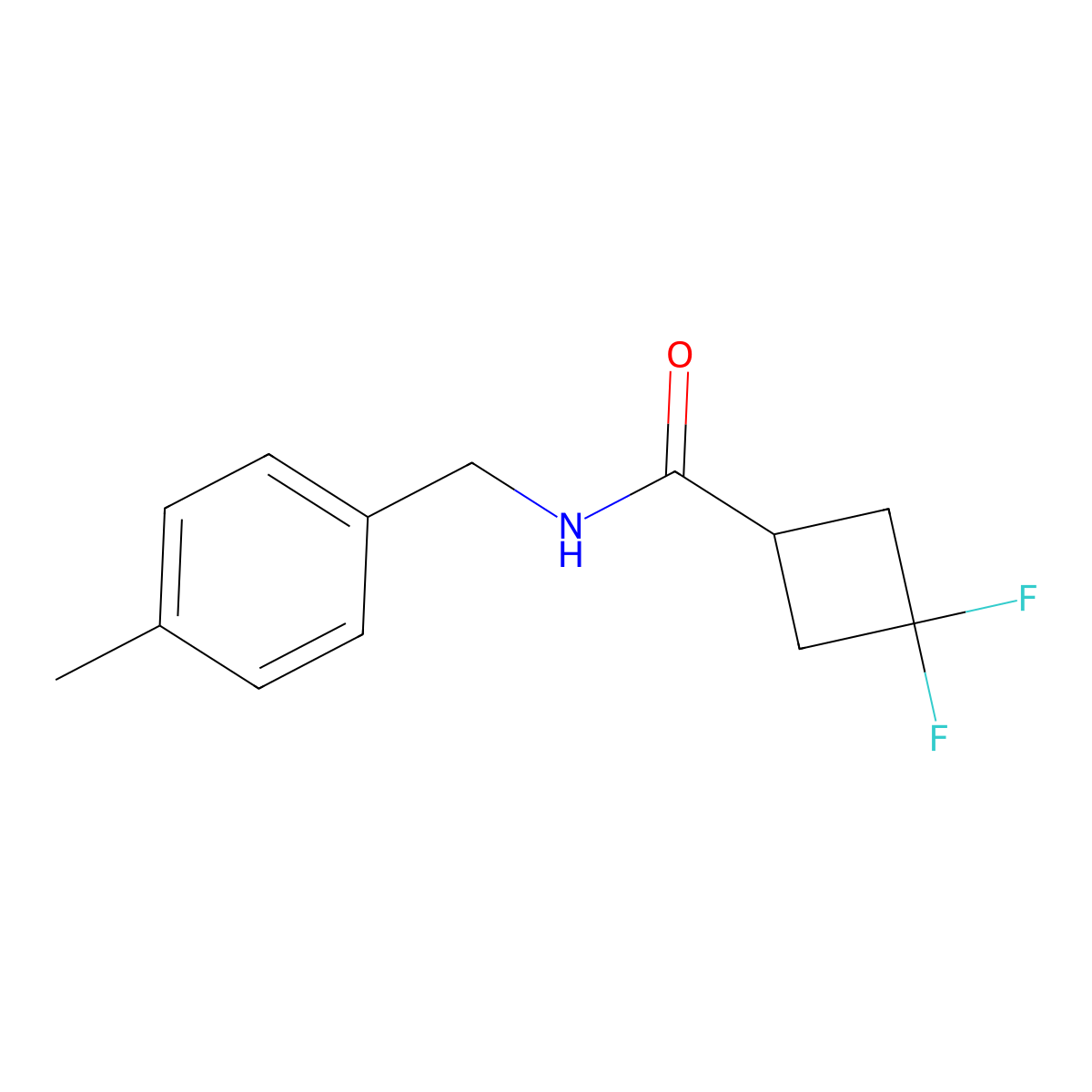 3,3-Difluoro-N-[(4-methylphenyl)methyl]cyclobutane-1-carboxamide molecular structure, CAS 2327054-11-3