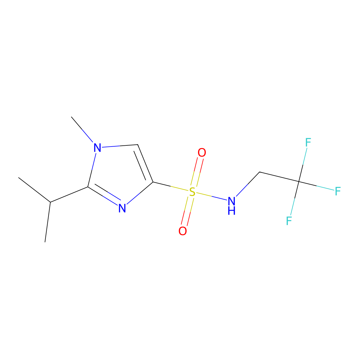 1-methyl-2-(propan-2-yl)-N-(2,2,2-trifluoroethyl)-1H-imidazole-4-sulfonamide molecular structure, CAS 2327054-50-0