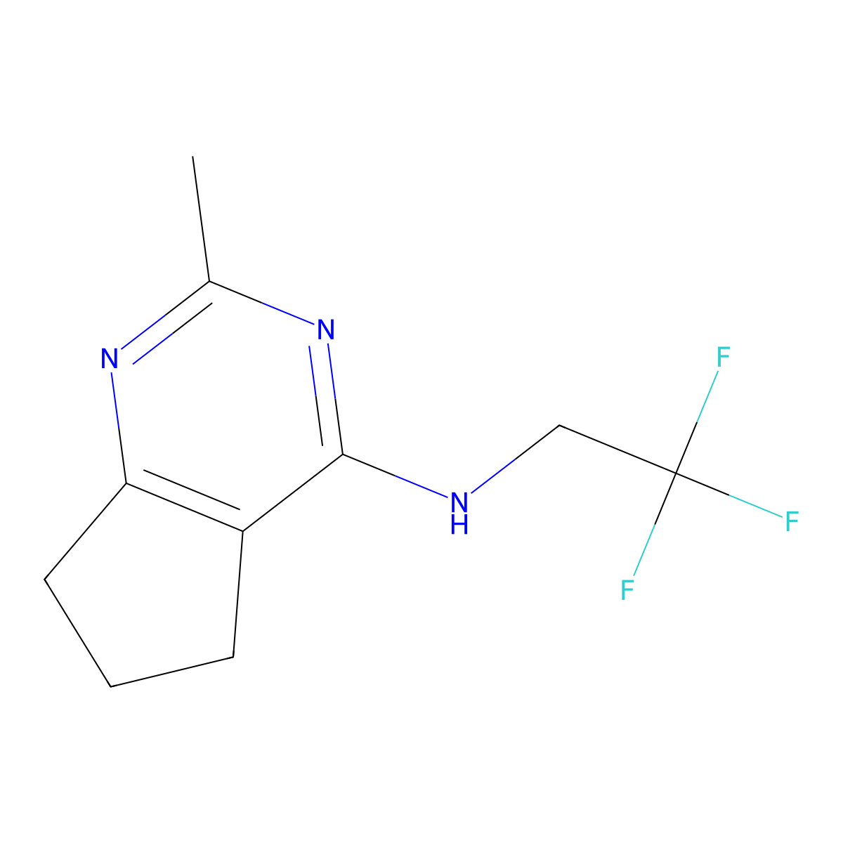 2-methyl-N-(2,2,2-trifluoroethyl)-5H,6H,7H-cyclopenta[d]pyrimidin-4-amine molecular structure, CAS 2327056-56-2