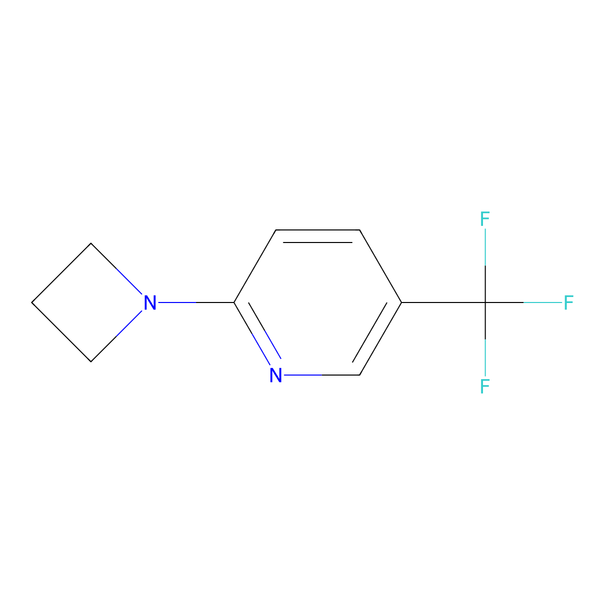 2-(Azetidin-1-yl)-5-(trifluoromethyl)pyridine molecular structure, CAS 2327060-81-9