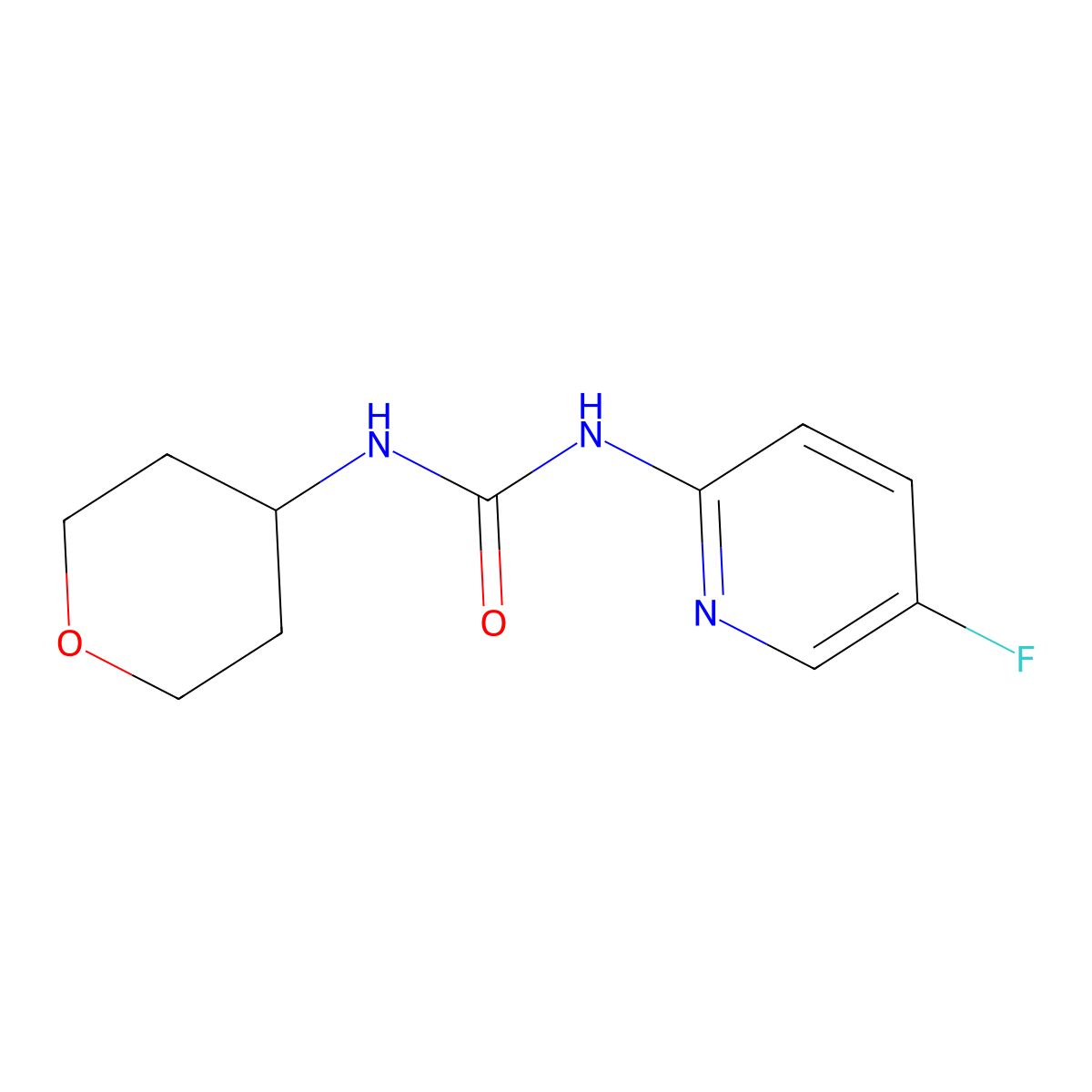 3-(5-Fluoropyridin-2-yl)-1-(oxan-4-yl)urea molecular structure, CAS 2327062-26-8