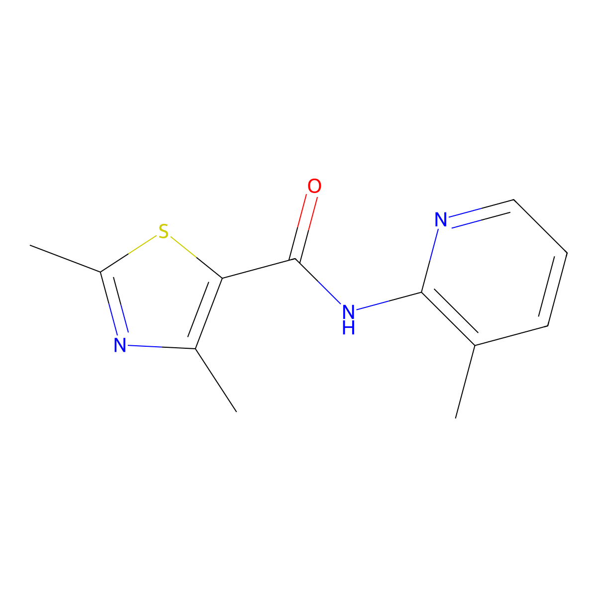 2,4-Dimethyl-N-(3-methylpyridin-2-yl)-1,3-thiazole-5-carboxamide molecular structure, CAS 2327062-36-0